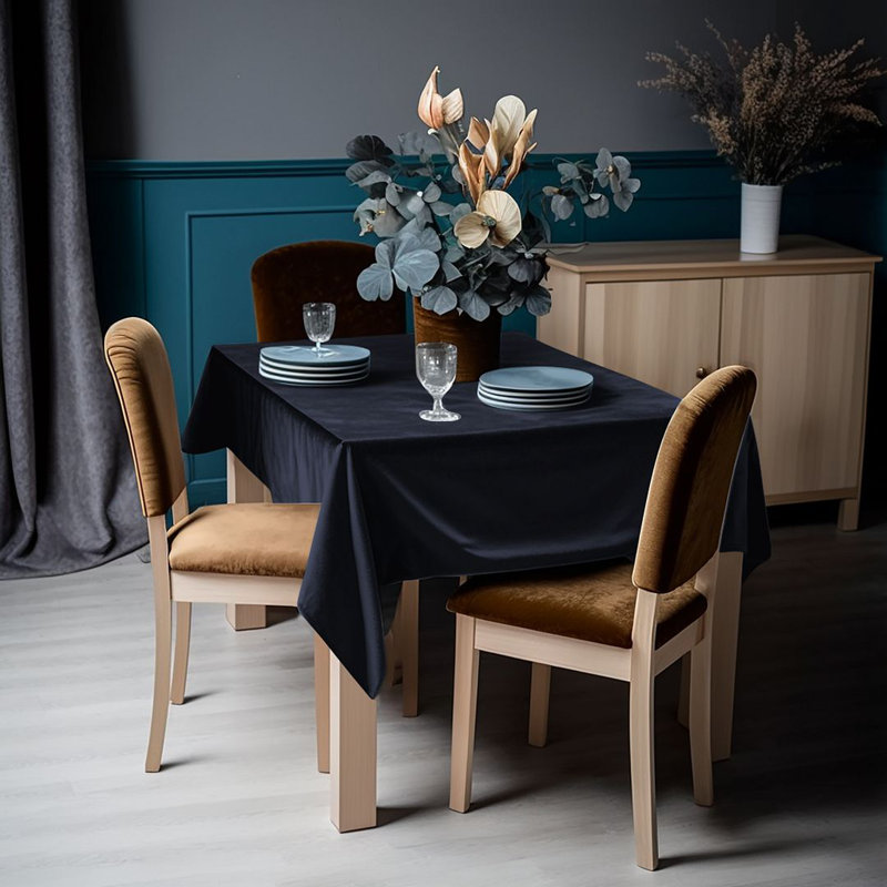 Luxury Matte Velvet Round Tablecloth, 68 Shadow