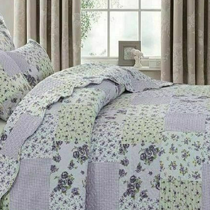 Orman Polyester Patchwork Bedspread with Pillow Shams, 180 x 240 cm