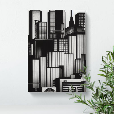 Monochrome City Skyline - Wrapped Canvas Print