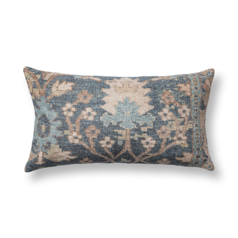Coussin Chalet, Blue Floral, Rectangle 14"H x 26"W