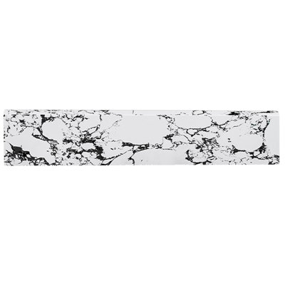 Dosseret latéral de lavabo de 56 cm (22 pouces), pierre frittée blanche Panda, durabilité à long terme, pré-percé pour robinet à entraxe large, hauteur assemblée de 10 cm (4 pouces), marbre artificiel, design, surface facile à nettoyer.