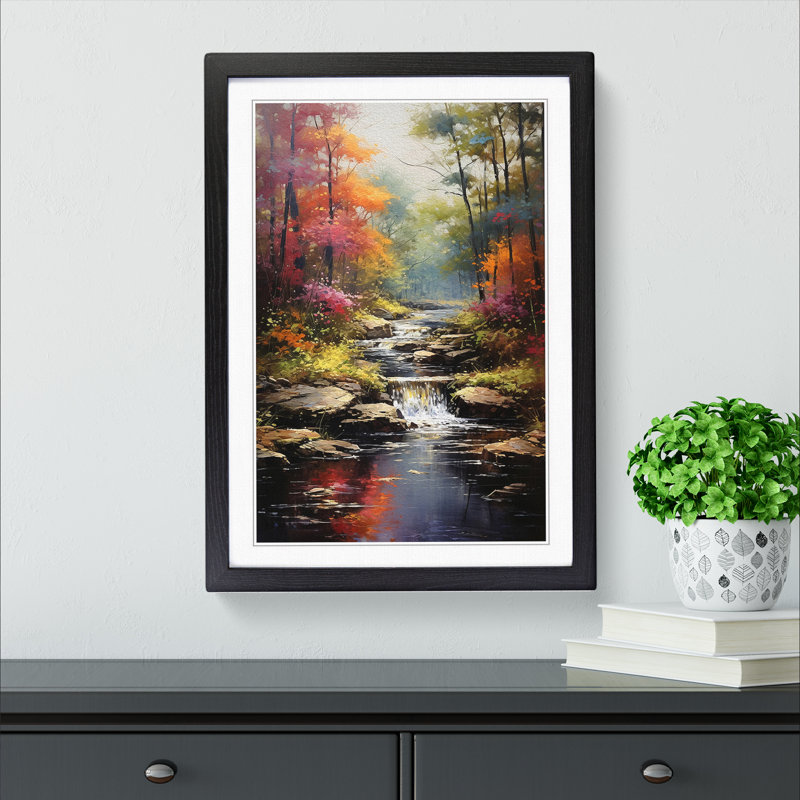 Landscape Impressionism Art - Framed Print, 34cm H x 25cm W x 2cm D, Black Framed