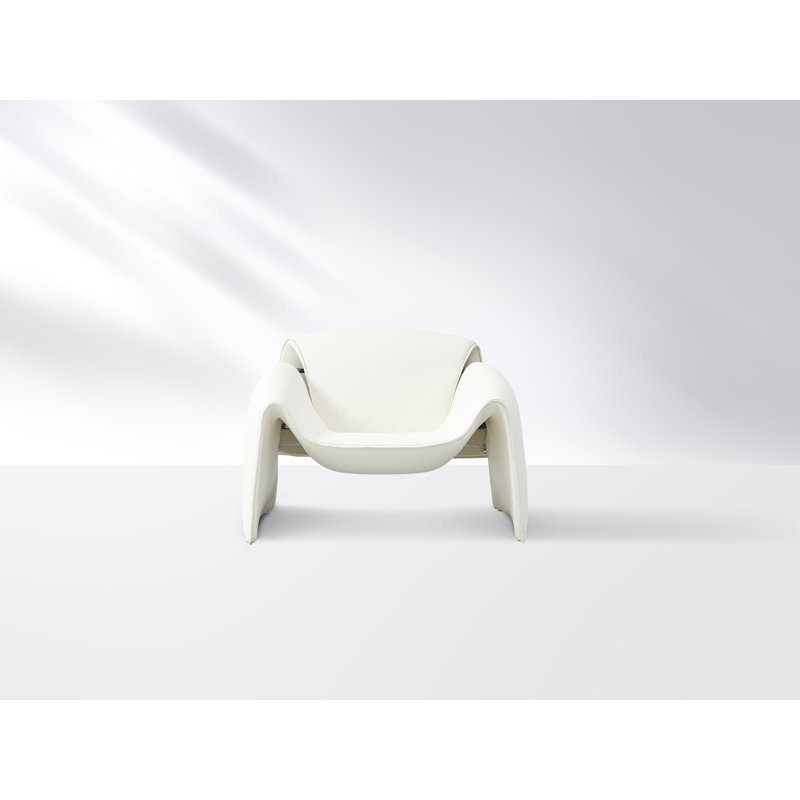 Faux Leather Club Chair, White Faux Leather