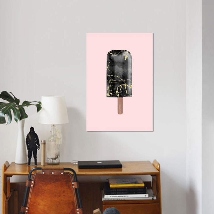 «Black Marble Popsicle», impression sur toile tendue, H 12 po x l 8 po x P 0,75 po, Pas de tapis, Toile tendue