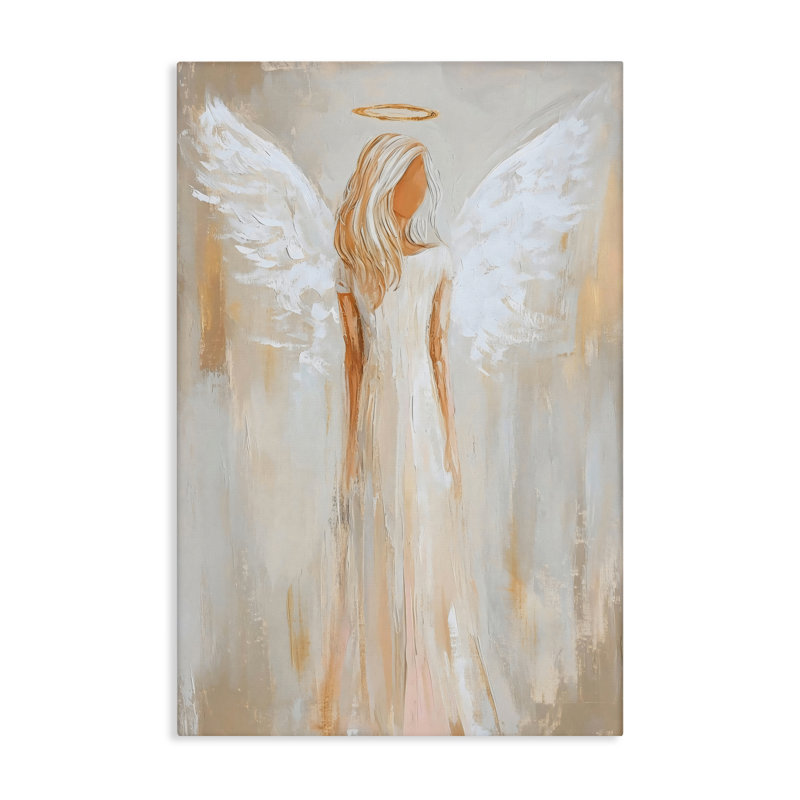 Toile avec portrait d'ange gardien, conception de Petal Prints Design, H 36 po x l 24 po