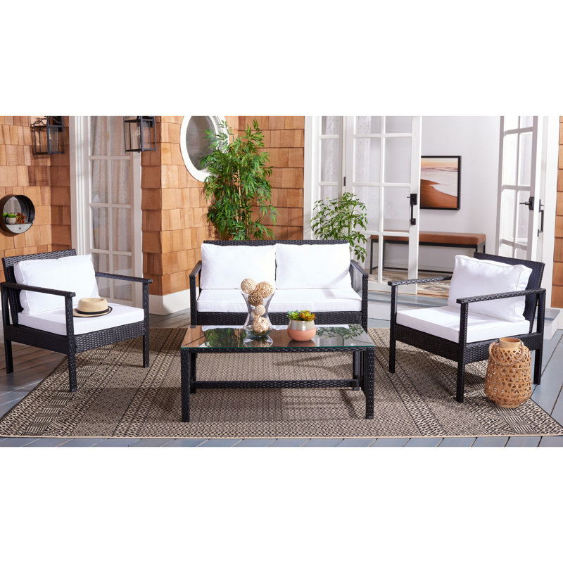 Cabbar 4 - Person Patio Conversation Set with Cushions, Black