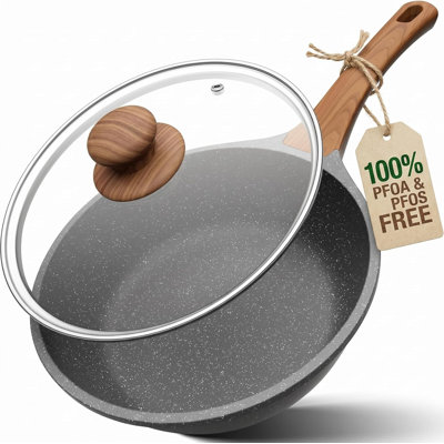 Sauteuse antiadhésive de 11 pouces avec couvercle en verre, grande poêle profonde et poêle à frire de 4,5 pte