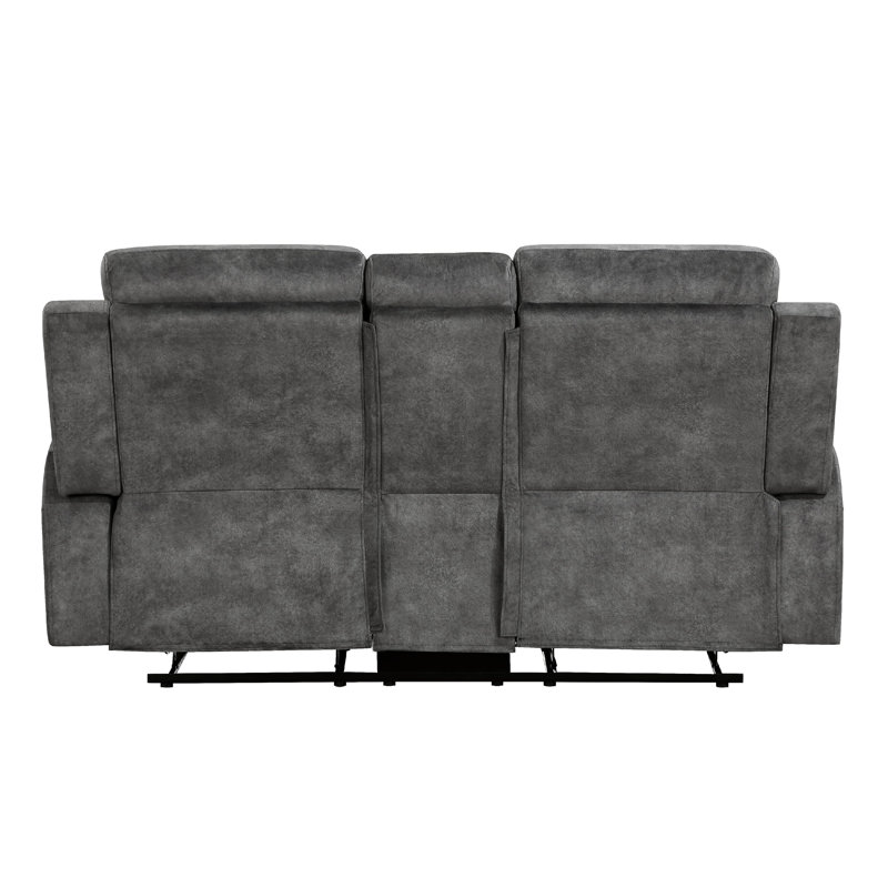 Causeuse inclinable manuelle Tesy, console, microfibre gris foncé 71 po