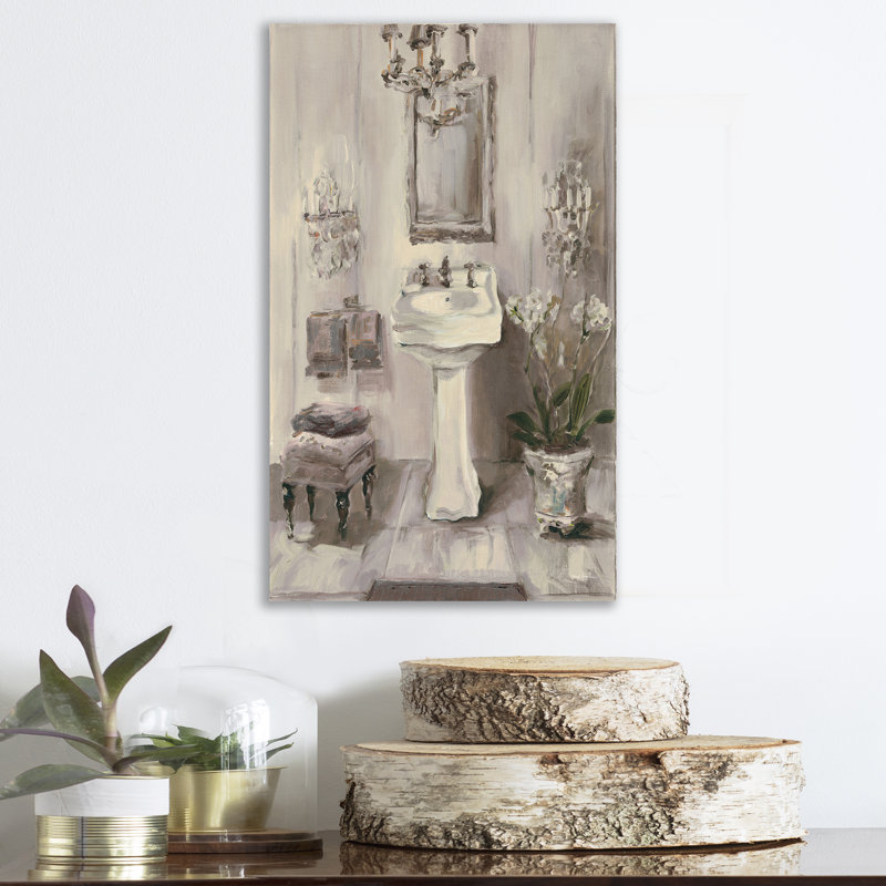 «French Bathroom», impression sur toile, «French Bathroom Vintage II», Toile tendue, H 32 po x l 24 po x P 1 po