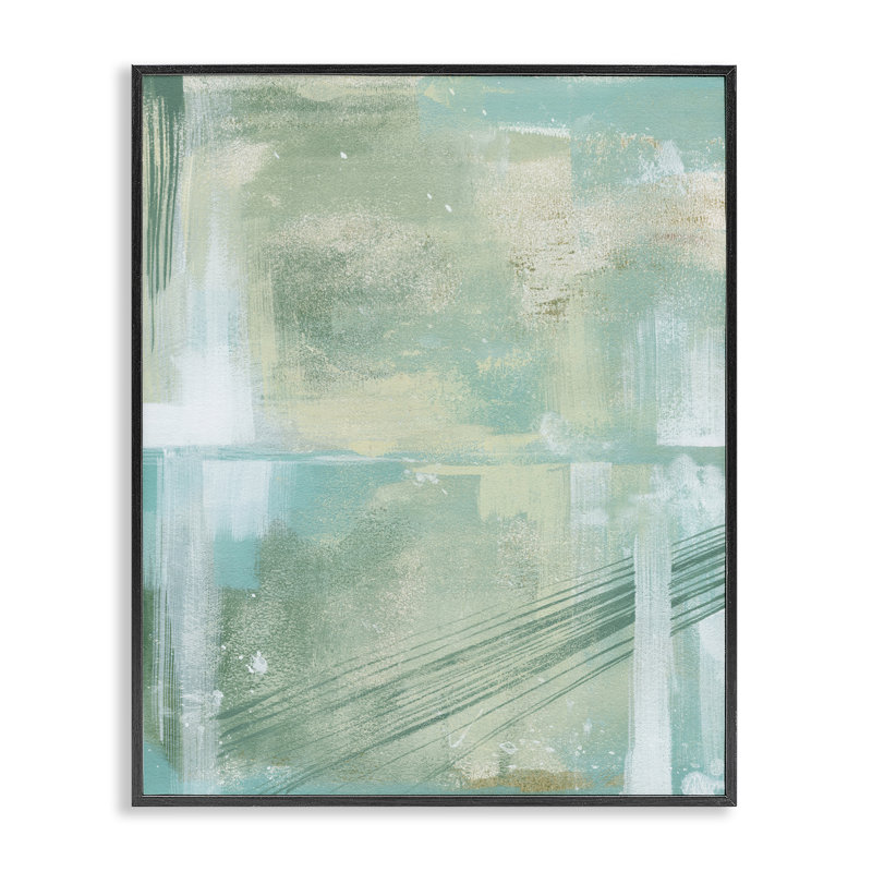 Art abstrait giclée vert industriel par Grace Popp, Giclée encadrée noir minuit, H 20 po x l 16 po