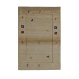 Gabbeh Hand-Knotted High-Quality Camel and Cream Area Rug