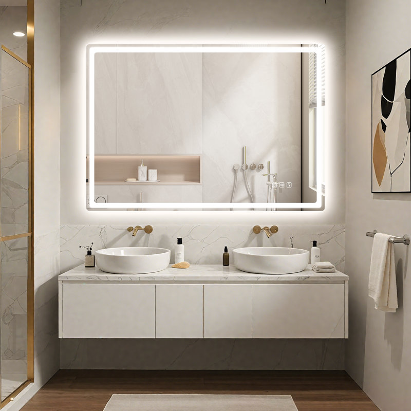 Abbagail LED Bathroom Mirror Bluetooth, Dimmable, Defog, Wall Mount, 28" x 40"
