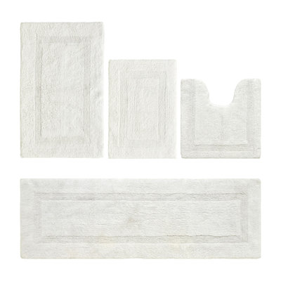 Ensemble de tapis de bain 4 pièces 100% coton Adelen Premium 2370 GSM, lavable à la machine, super absorbant et tapis de bain réversible en tissage touffeté pour salle de bain, douche et baignoire, tapis de salle de bain certifiés Oeko-Tex, ivoire