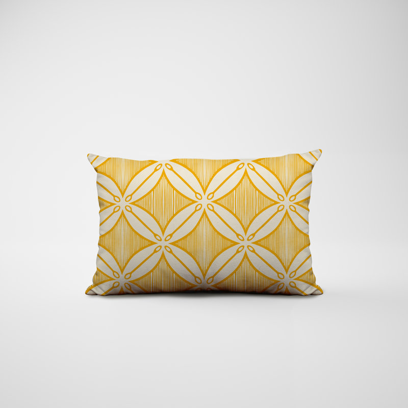 Polyester / Mélange de polyester Housse de coussin rectangulaire intérieure / extérieure lombaire et insert, Jaune