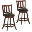 Ensemble de 2 tabourets de bar pivotants en bois à 360 degrés avec siège rembourré-443202096