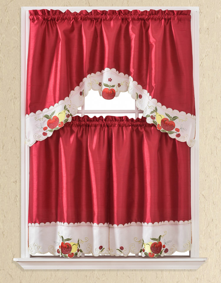 Winston Porter Siari 56'' W Kitchen Curtain Red Wayfair