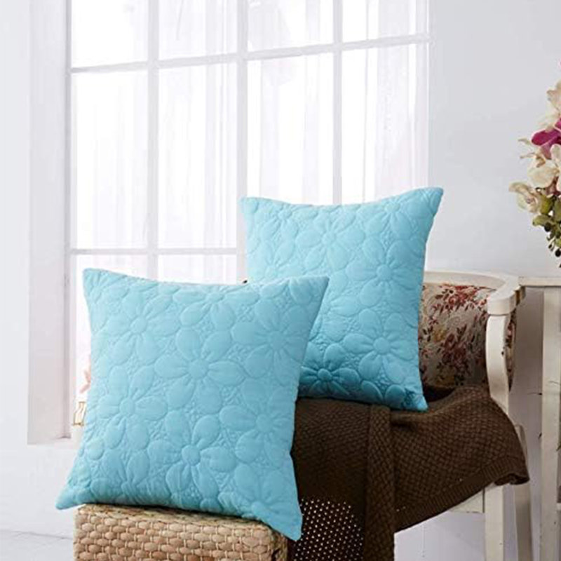 Housses de coussin floral matelassées (ensemble de 2), 22 po x 22 po, Bleu