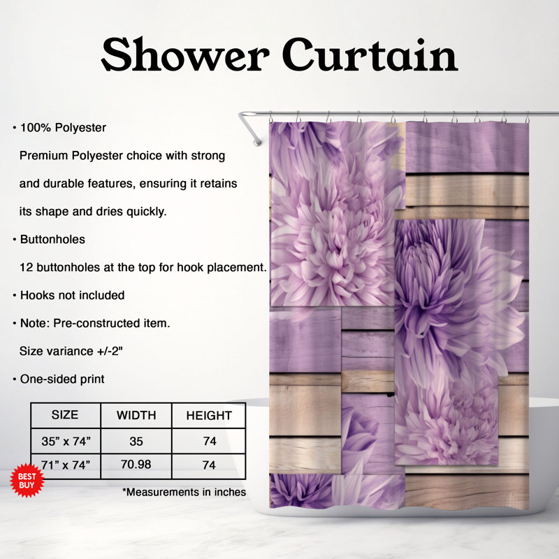 Lavender Rows - Premium Shower Curtain, 74''H x 71''W