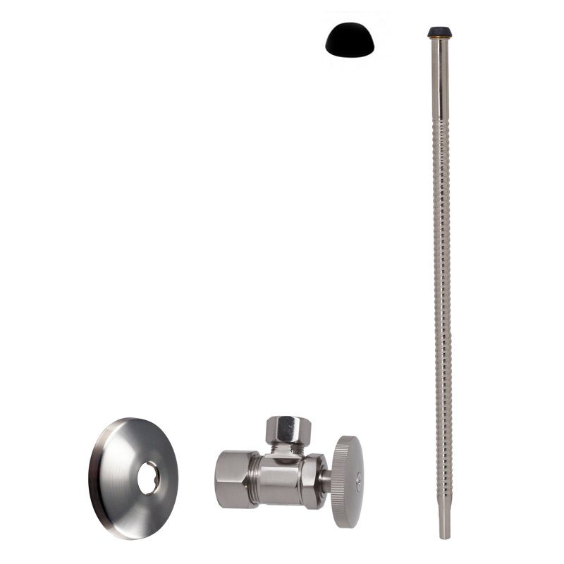 Robinet ondulé de 5/8 po x 3/8 po x P 15 po ou conduite d'alimentation de toilette avec robinet d'arrêt à angle de 1/4 de tour