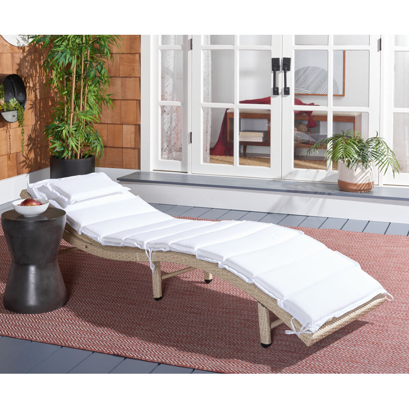 Chaise longue simple inclinable avec coussins 25,2 po Latéral, Beige