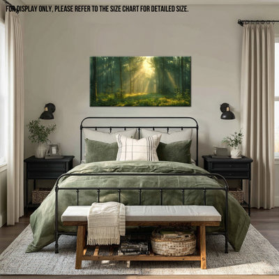  Spring Forest Wall Art, Large Nature Canvas Artwork Forest Pictures Wall Decor, Serene Landscape Painting Tree Wall Decor Big Horizontal Scenery Artwork for Living Room Bedroom, 24x48 inches