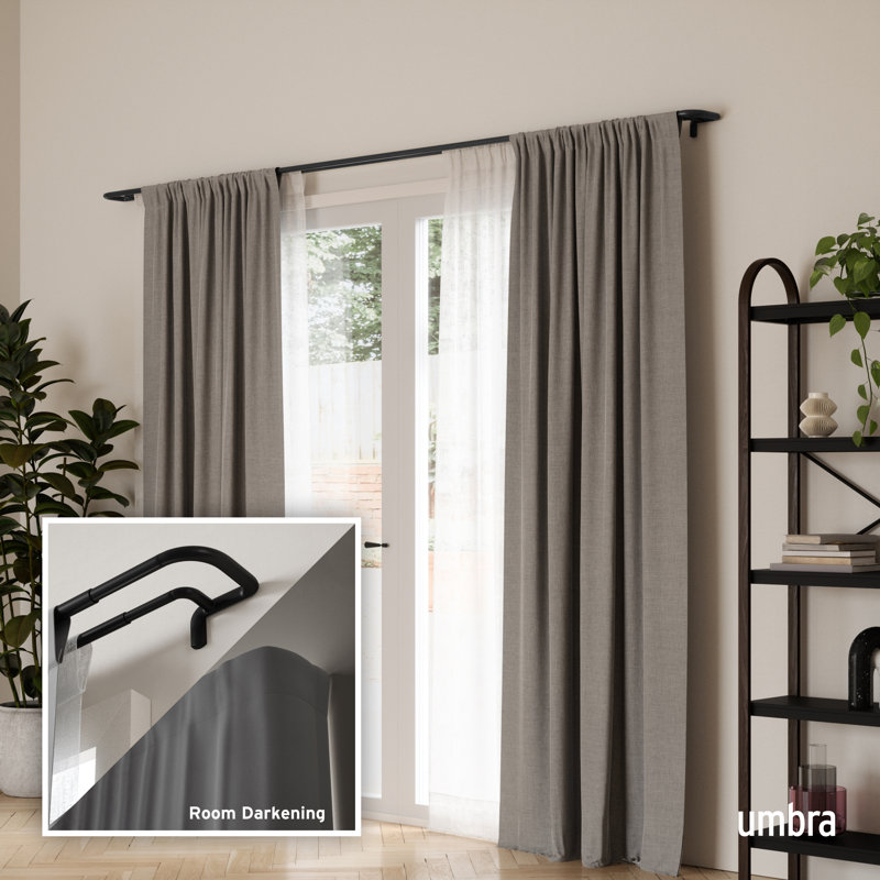 Twilight 146" Black Double Curtain Rod with Wrap-Around Design