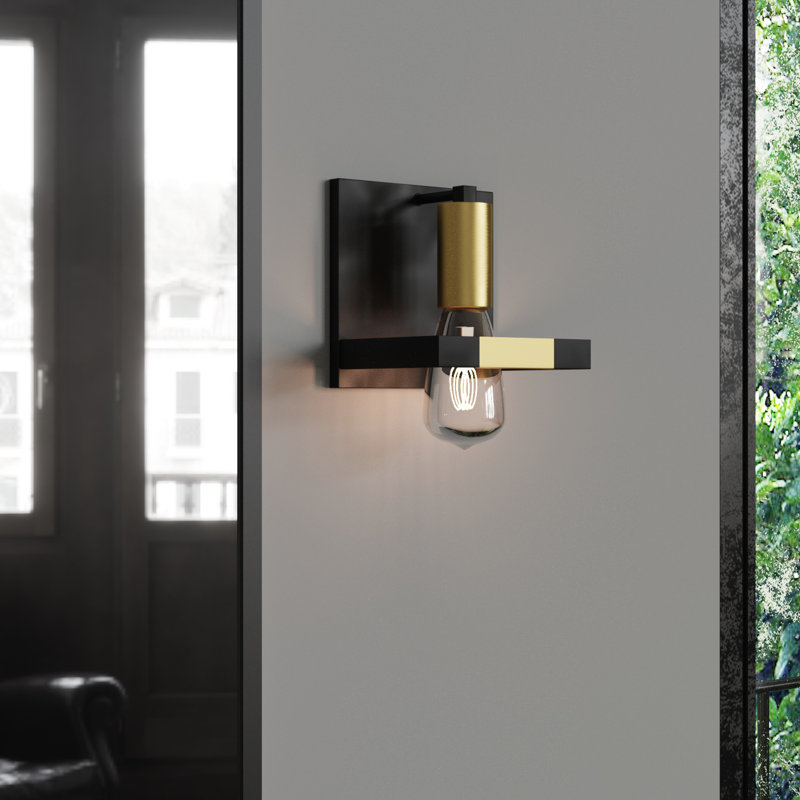 1 - Light Dimmable Black/Gold Metal Sconce