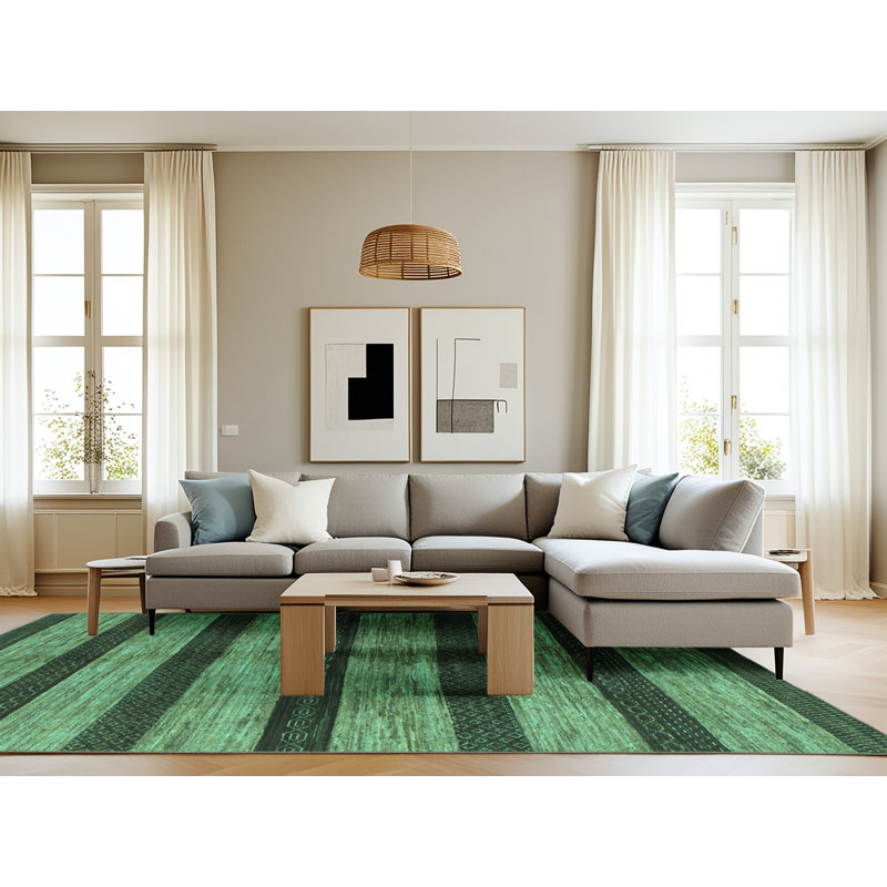 Harshavardhan Performance Striped Indoor Rug, Rectangle 8' x 10'