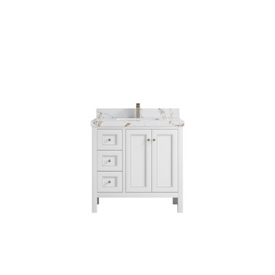 Nashville 36 In. W X 22 In. D Center Sink Bathroom Vanity In Alabaster With 2 In.