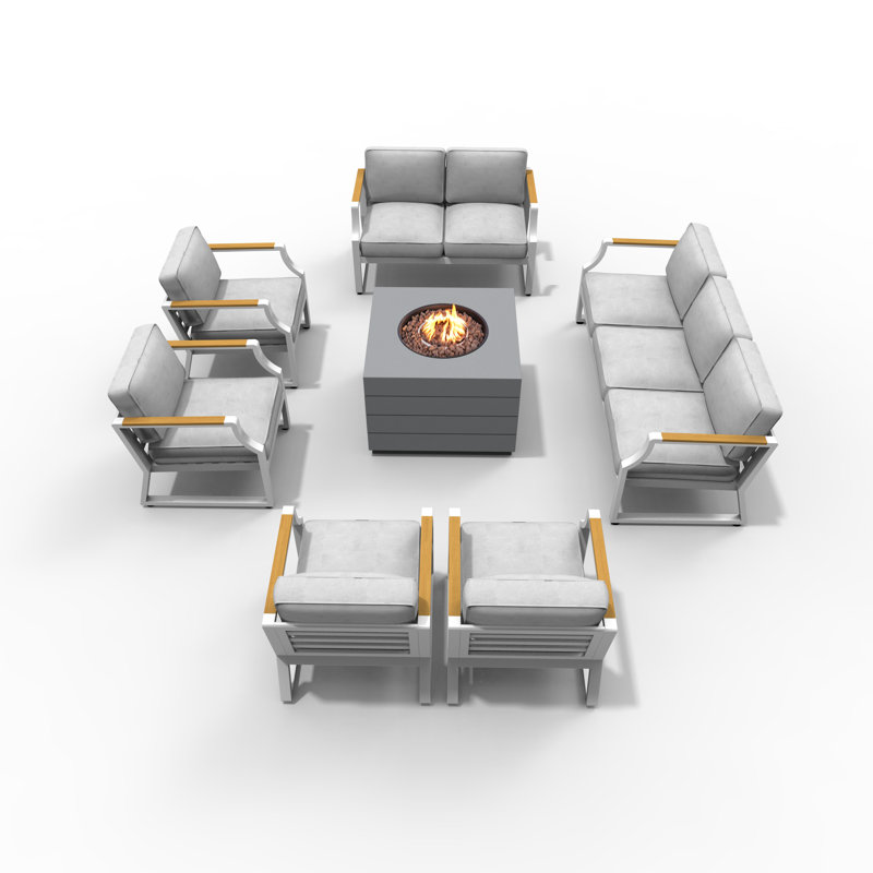 Wicker 9 - Person Patio Conversation Set with Cushions, White
