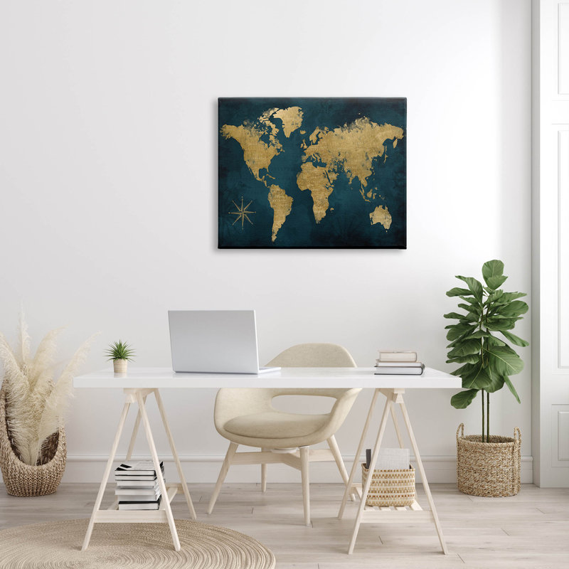 "Blue Compass", reproduction d'art sur toile par Natalie Carpentieri, H 30 po x l 40 po x P 1,5 po