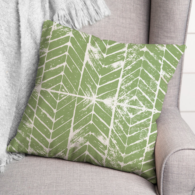 Indoor / Outdoor Geometric Throw Pillow, Green