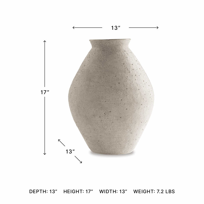 Polyresin Table Vase, 17" H x 13" W x 13" D, White