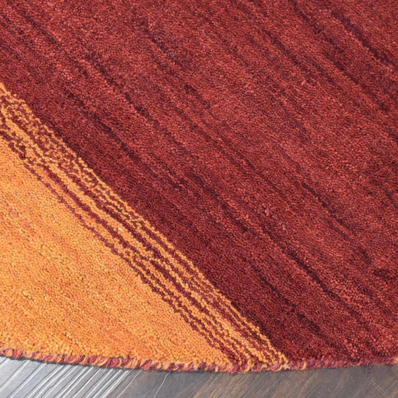 Manns Hand Knotted Loom Wool Eco-Friendly Area Rugs - Round | Orange & Red Color | Contemporary Design | Area rugs for living room, bedroom