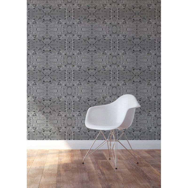 Carreau de papier peint kaléidoscope en acier 10 pi x 25 po Abra, Faux Grasscloth