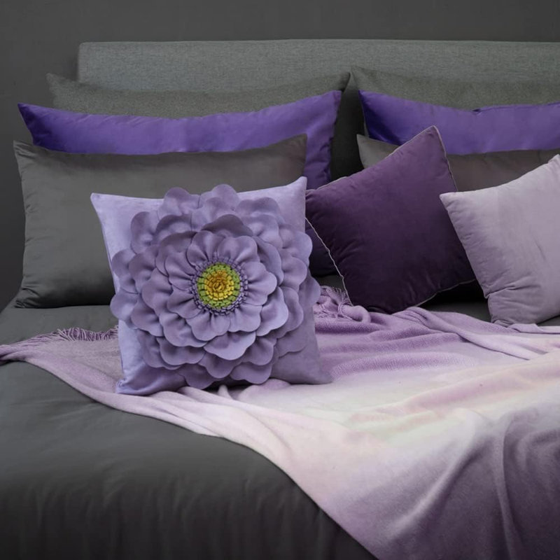  Housse de coussin en toile appliquée, Mauve