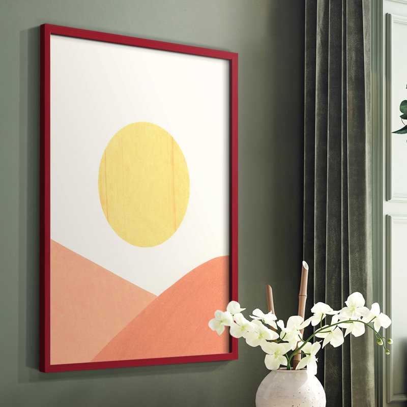 Simple Boho Sun II, reproduction encadrée - bois massif, Cadre simple rouge, H 10 po x l 8 po