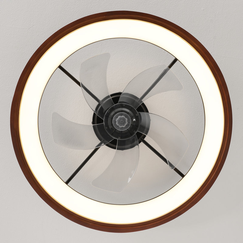 Ventilateur de plafond moderne de 23,47 pouces avec éclairage DEL, télécommande et application de contrôle, imitation bois