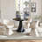 37" Round Dining Table Set for 3, Petal Fiberglass Table with 180° Swivel Velvet Chairs