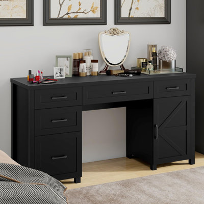 Farmhouse Executive Desk With 7 Drawers 