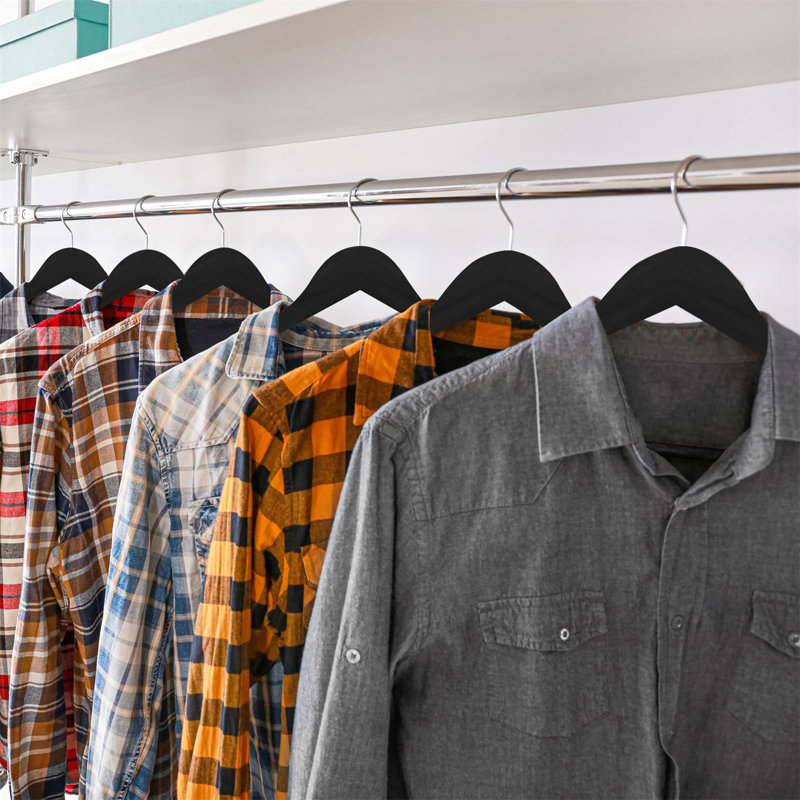 Cintre en bois pour vêtements / manteau, Noir, 20