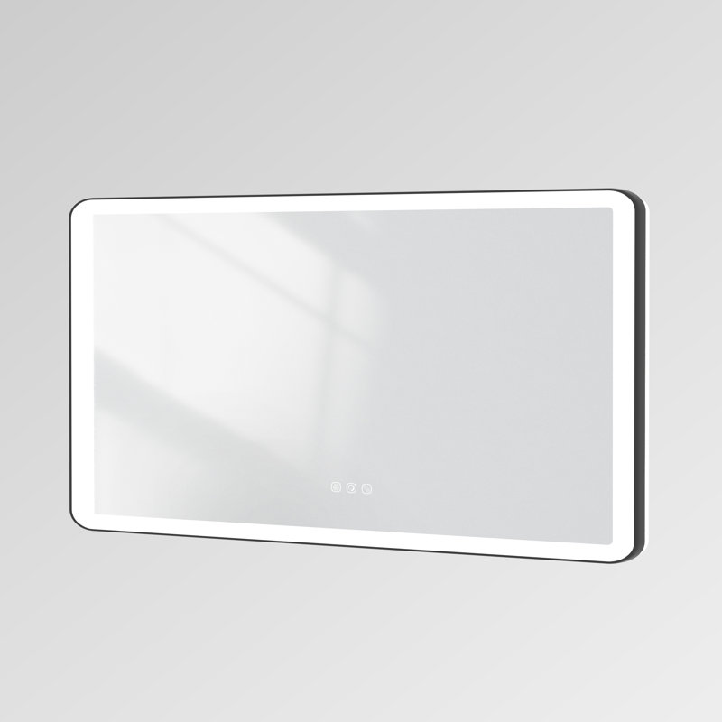 Miroir mural Natalin, Noir mat, Rectangulaire, 72 po x 36 po