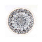 Ivory Color Hand knotted Persian silk & wool Nain round rug 4'5"X 4'5"