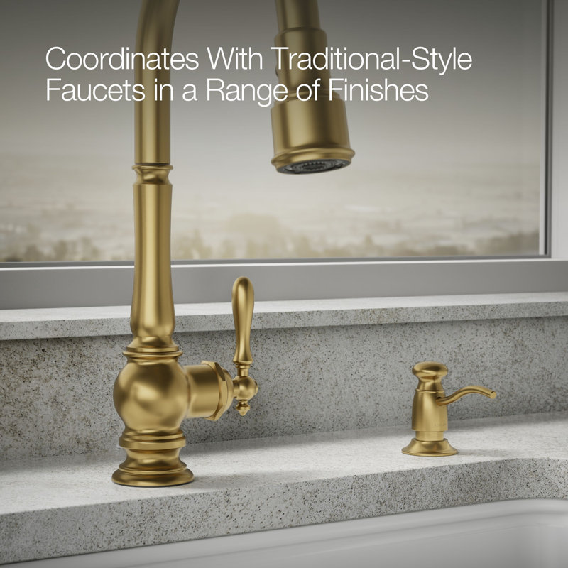 Traditional Soap & Lotion Dispenser, Vibrant Brushed Moderne Brass