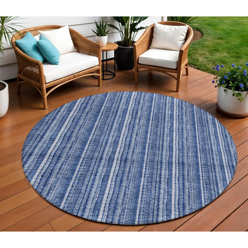 Tapis intérieur lavable rayé 8 po Denim