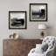 Abstrait noir et gris - ensemble de 2 peintures sur toile encadrées-86450616