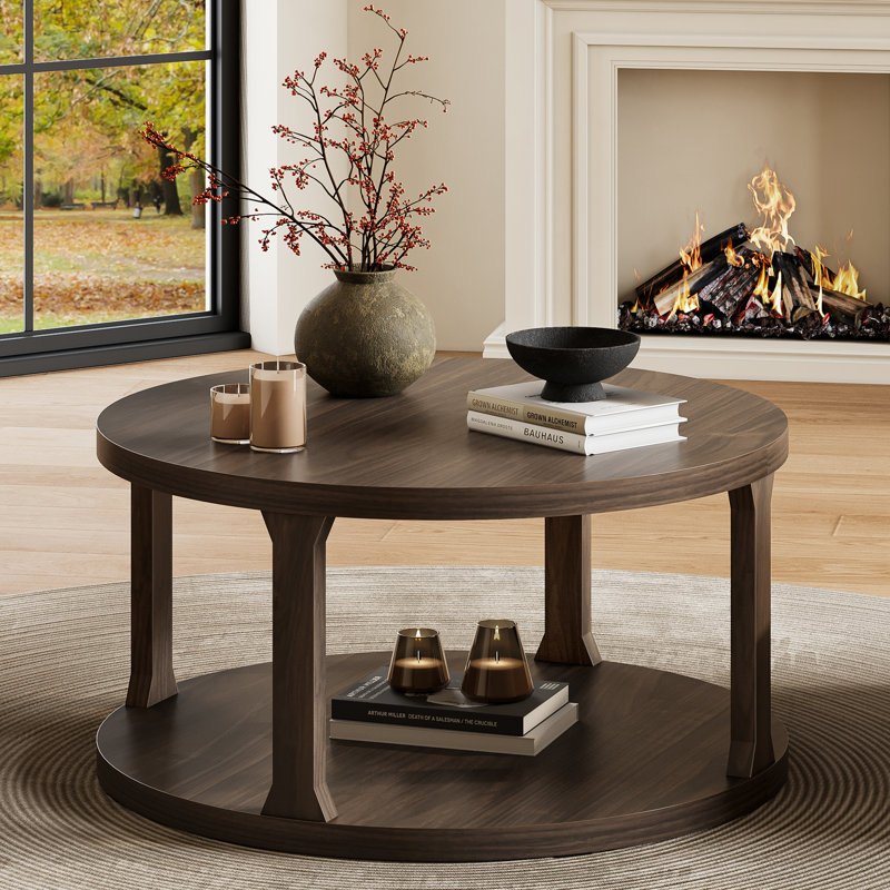 31.5" Round Coffee Table, Brown