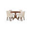 L'ensemble 3 pièces de table de cuisine et chaises comprend une table de salle à manger ronde avec Dropleaf et 2 chaises de salle à manger Parson en tissu crème, acajou-1287740566-1228721664-1228721667