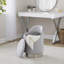 Tabouret de coiffeuse 18 po avec pivot en métal chromé et velours argenté-130671130-130671131