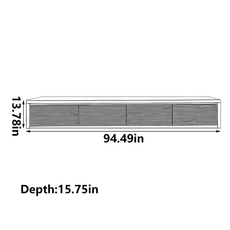 Simple ripple design TV cabinet, 94.49"